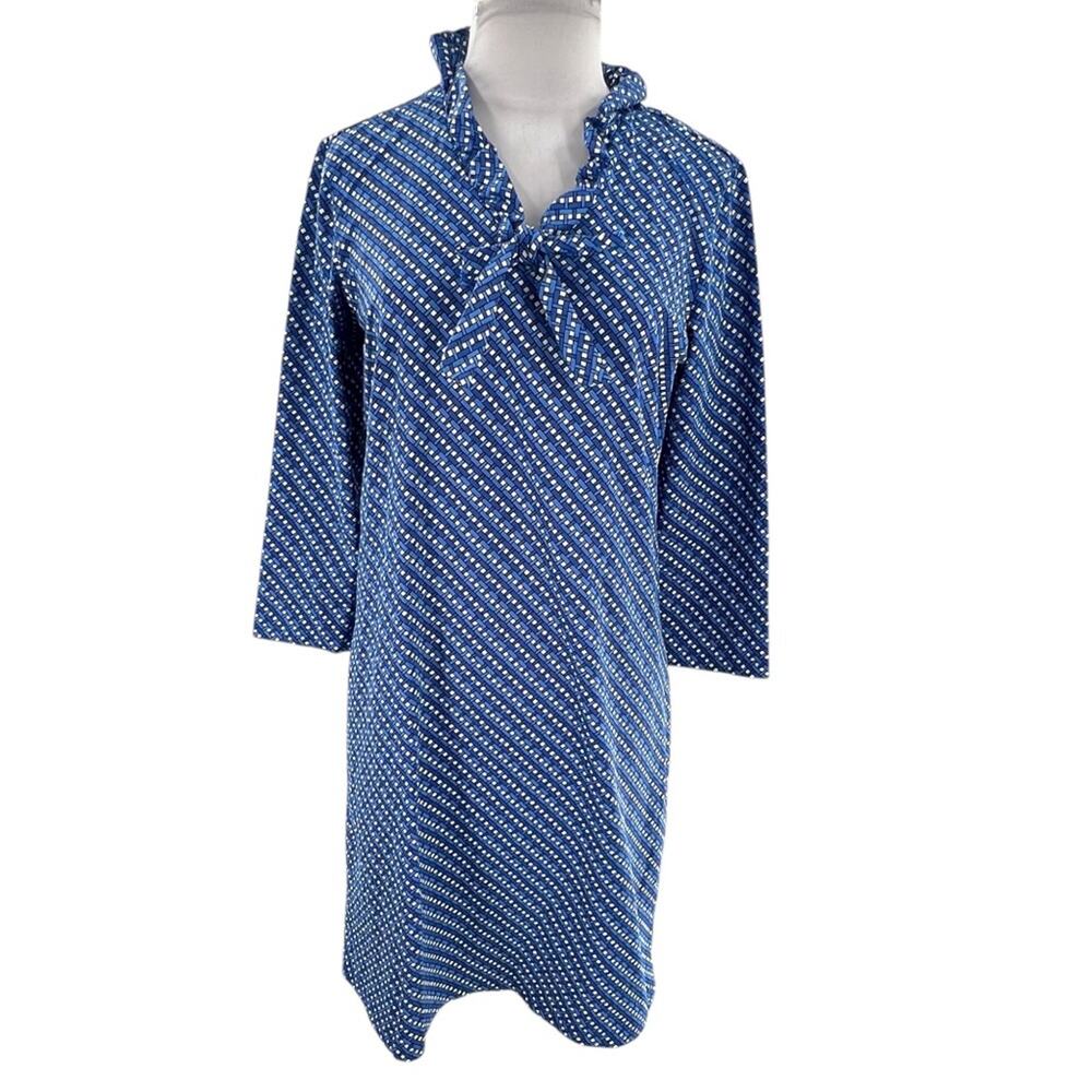 J. McLaughlin ruffle tie neck Catalina cloth dress sz M
